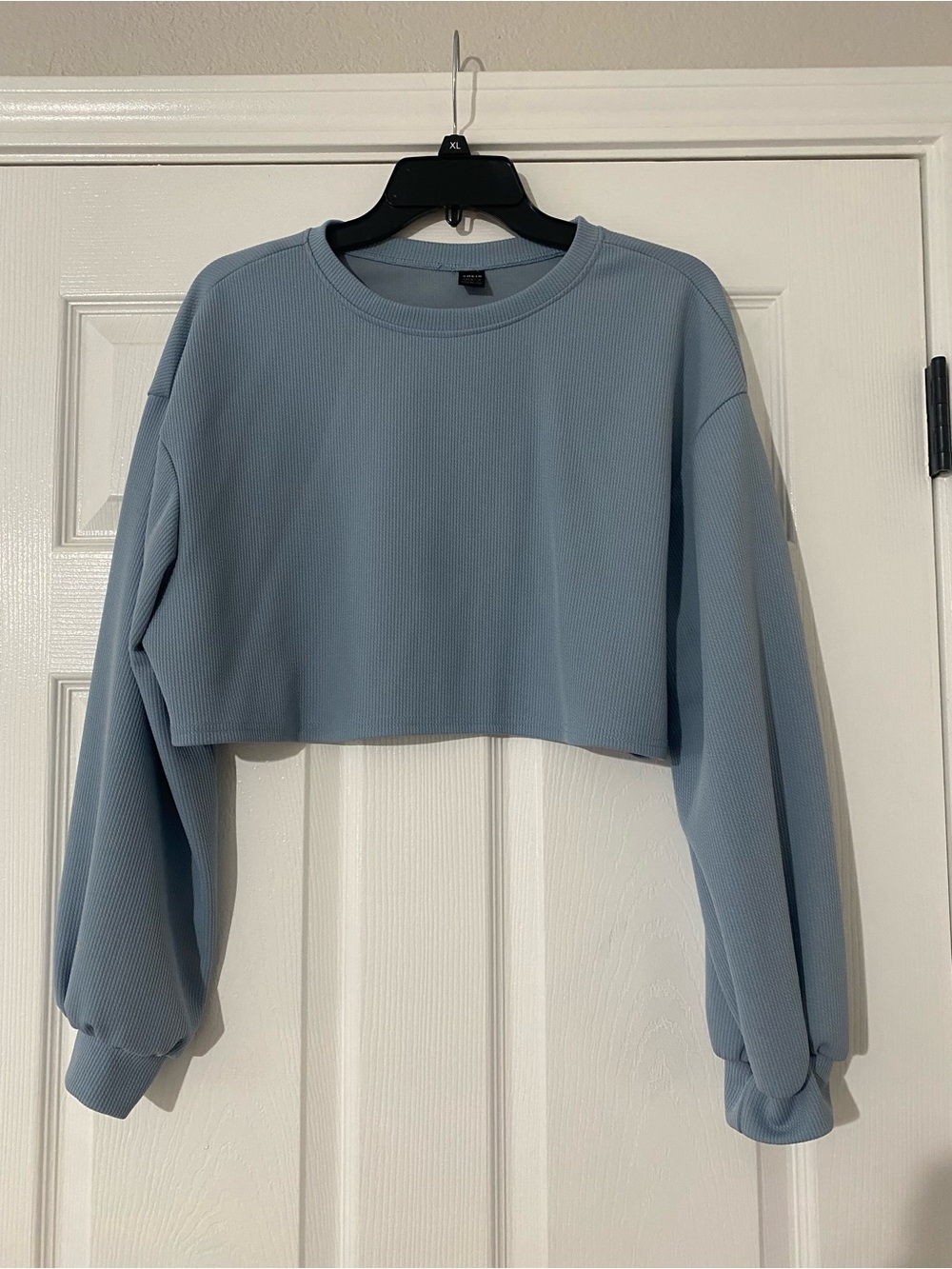 SHEIN Powder Blue Cropped Crewneck Sweatshirt